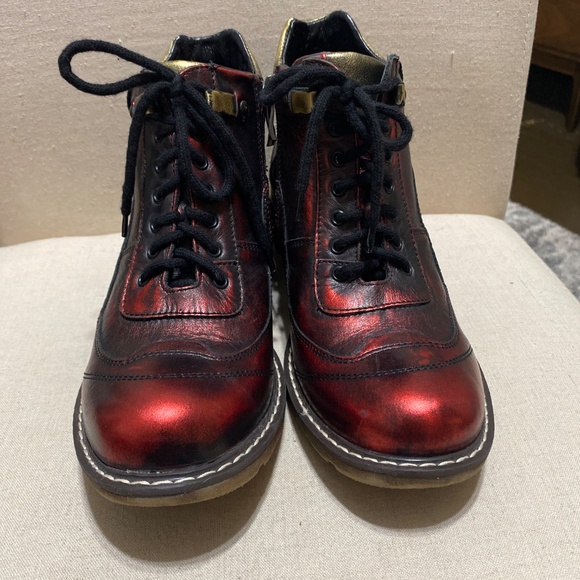 V italia Giovanni Pewter 39 Leather rare 6” boots Women's heeled red gold 8.5 - Picture 17 of 17